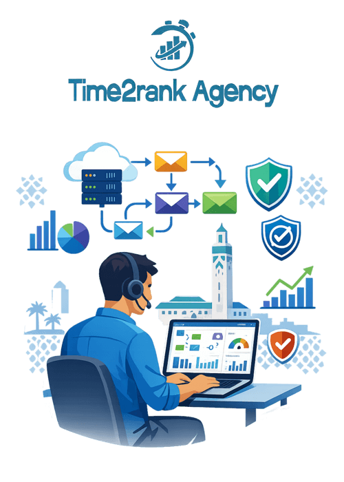 Expertise technique en marketing automation et délivrabilité e-mailing chez Time2rank Casablanca