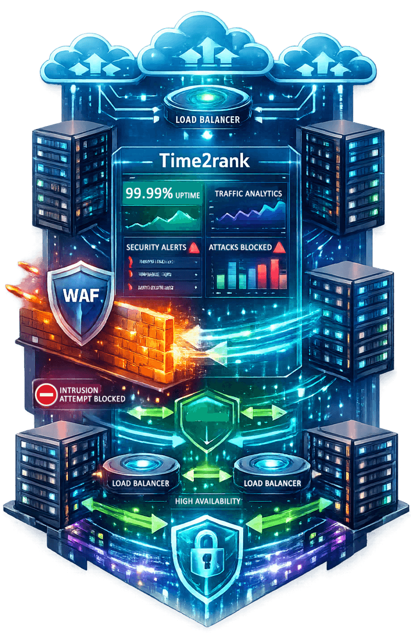 Infrastructure cybersécurité WAF et monitoring haute disponibilité Time2rank Casablanca