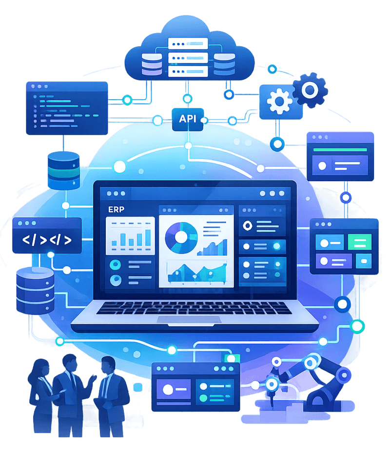 Développement de solutions logicielles sur-mesure, ERP et plateformes SaaS pour entreprises