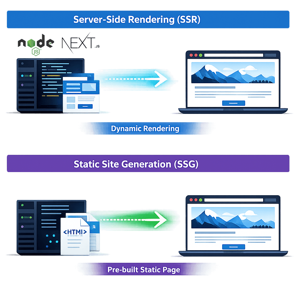 Rendu hybride SSR et SSG avec Next.js pour une indexation SEO instantanée