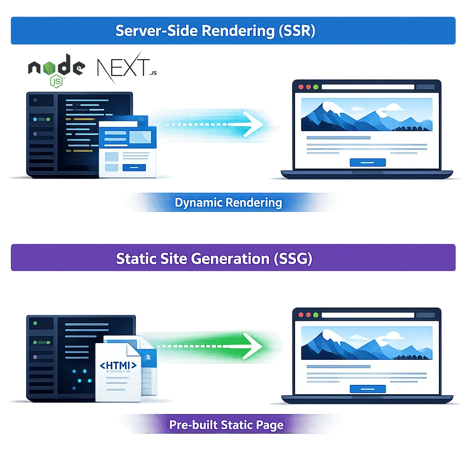 Rendu hybride SSR et SSG avec Next.js pour une indexation SEO instantanée