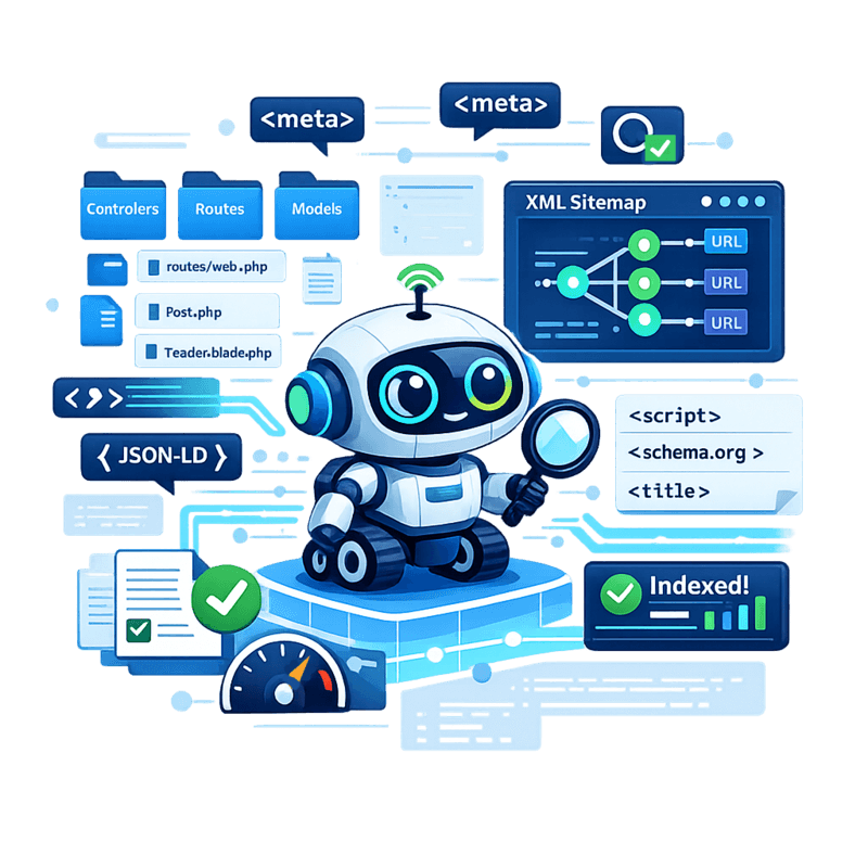 Configuration SEO technique native sur Laravel pour une indexation chirurgicale par les moteurs de recherche